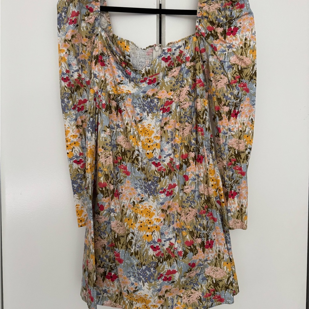 Reformation Multicolor Floral Puff Sleeve Dress
